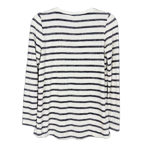 GAP Women’s V-Neck Pullover Lightweight Sweater S White Black Striped EUC B10 - Picture 2 of 5